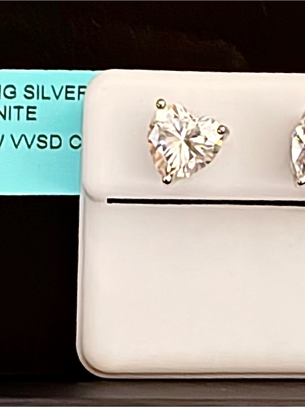 Heart-Shaped Clear moisanitte Stud Earrings in sterling Silver